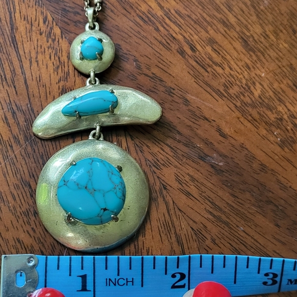 Lucky Brand Blue and Gold Necklace with Organic Pendant - Picture 3 of 6